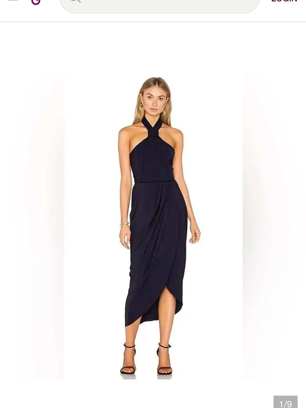 Shona Joy Navy One-Shoulder Twist Midi Dress